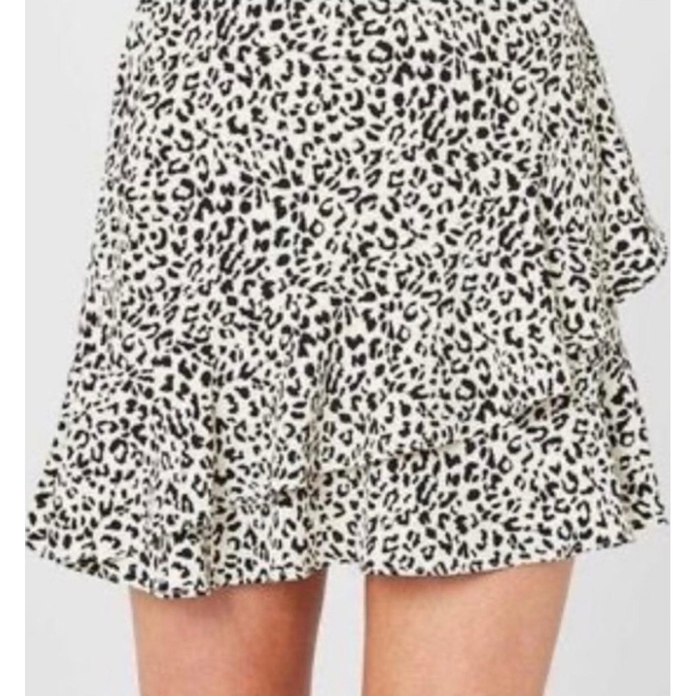 Altered State Animal Print Ruffleโ Mini Skirt Black White Asymmetrical small